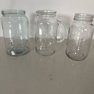 Glass Mason Jar Drinkware storage containers Hocking made in USA flag